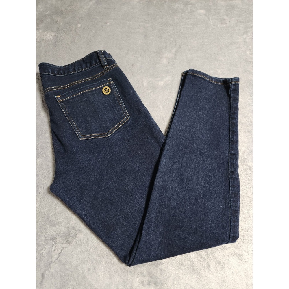 Women's Michael Kors Low Rise Dark Wash Blue Skinny Jeans 6 Stretch Ankle